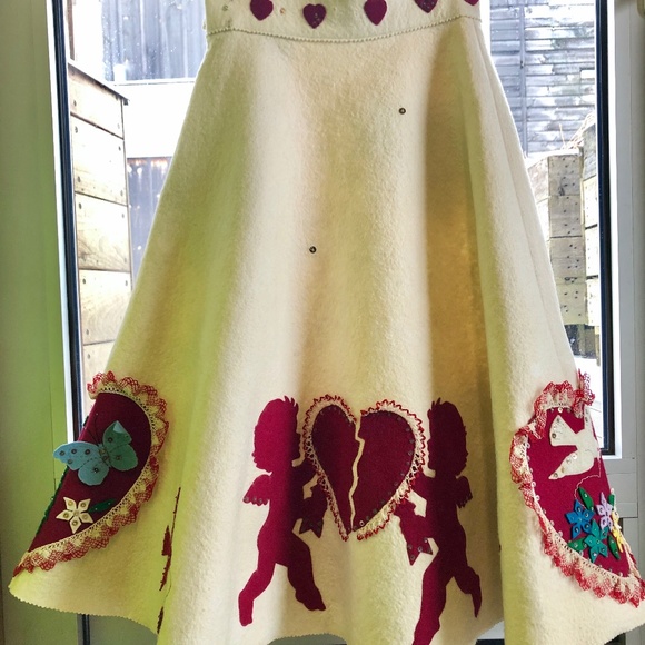 Real vintage VALENTINE CIRCLE SKIRT from the 50's, wool felt. Size S. Rockabilly - Picture 13 of 14